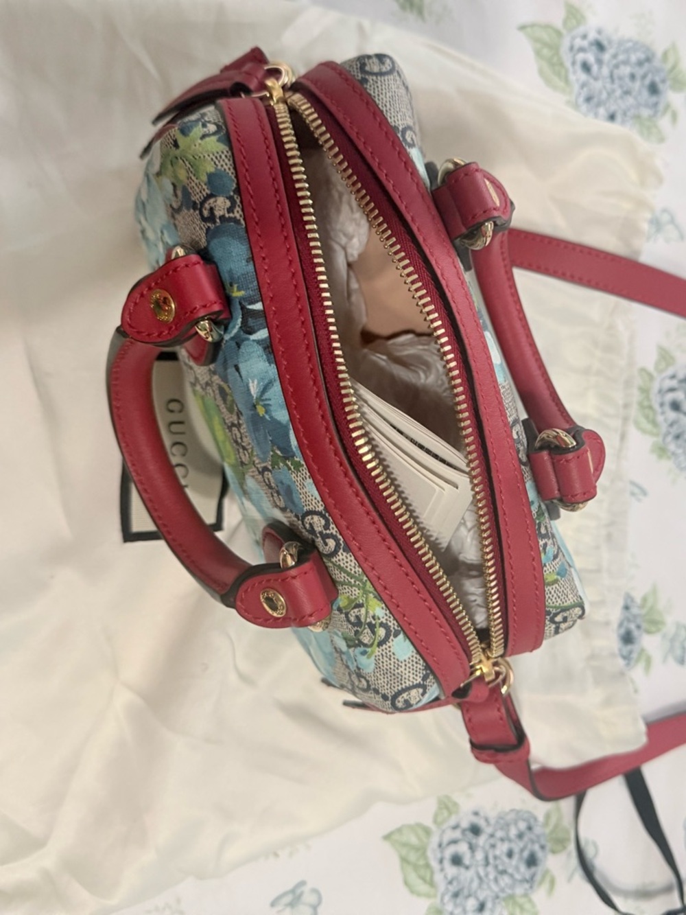 Gucci Nano Convertible Boston Bag Blooms Print GG Coated Canvas